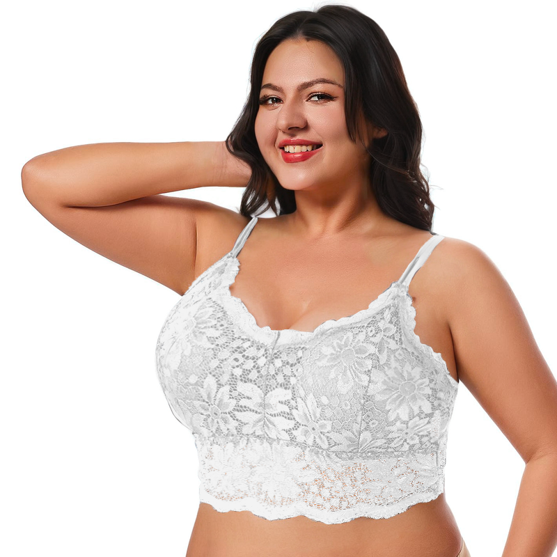 Plus Size Lace Bra | Comfortable Bandeau Bra with Removable Pads
