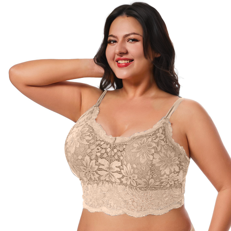 Plus Size Lace Bra | Comfortable Bandeau Bra with Removable Pads