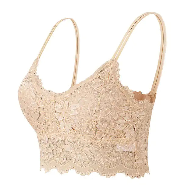 Plus Size  Lace  Bra | Comfortable Bandeau Bra with Removable Pads