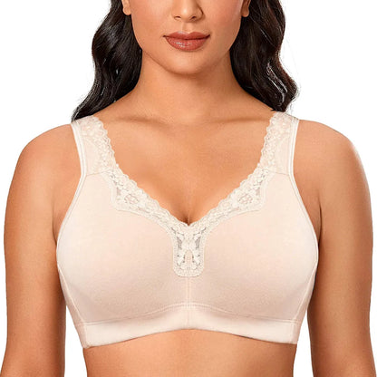 Full Cup Bras For Women Underwear Comfort Cotton Big Cup Seamless Wireless Ultra-thin Minimizer Bras Plus Size B C D E F G H I
