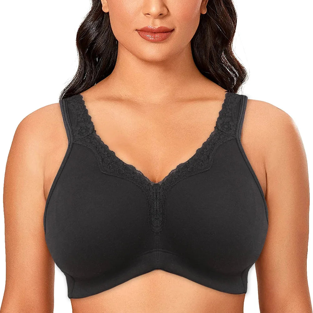 Full Cup Bras For Women Underwear Comfort Cotton Big Cup Seamless Wireless Ultra-thin Minimizer Bras Plus Size B C D E F G H I