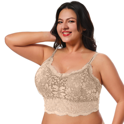 Plus Size  Lace  Bra | Comfortable Bandeau Bra with Removable Pads