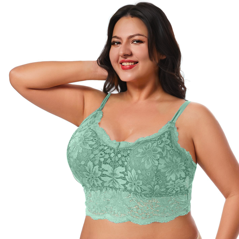 Plus Size  Lace  Bra | Comfortable Bandeau Bra with Removable Pads