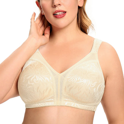 Women Plus Size Full Figure Minimizer Bras Comfort Wire Free Non-Padded Unlined Support Coverage Lingerie