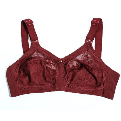 Plus Size Wine Red Sexy Bra | Full Coverage Ultra-Thin Wireless Minimizer B-E Cup