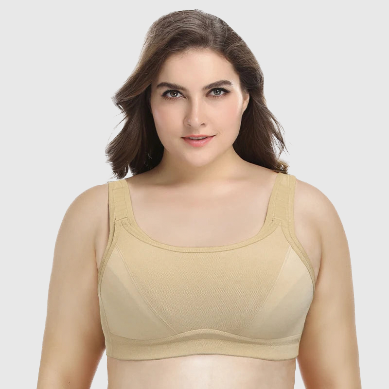 Plus Size Adjustable Sports Bra | Full Coverage Gym Bra with Wide Straps