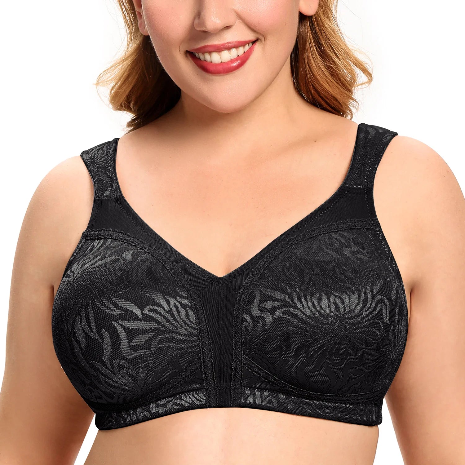 Women Plus Size Full Figure Minimizer Bras Comfort Wire Free Non-Padded Unlined Support Coverage Lingerie