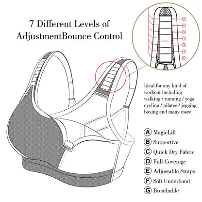 Plus Size Adjustable Sports Bra | Full Coverage Gym Bra with Wide Straps