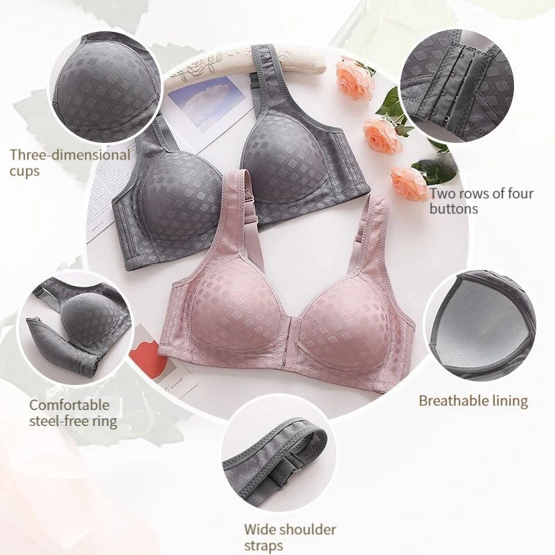 Plus Size Front Button Sexy Bra | Anti-Sagging Wire-Free Support for Women