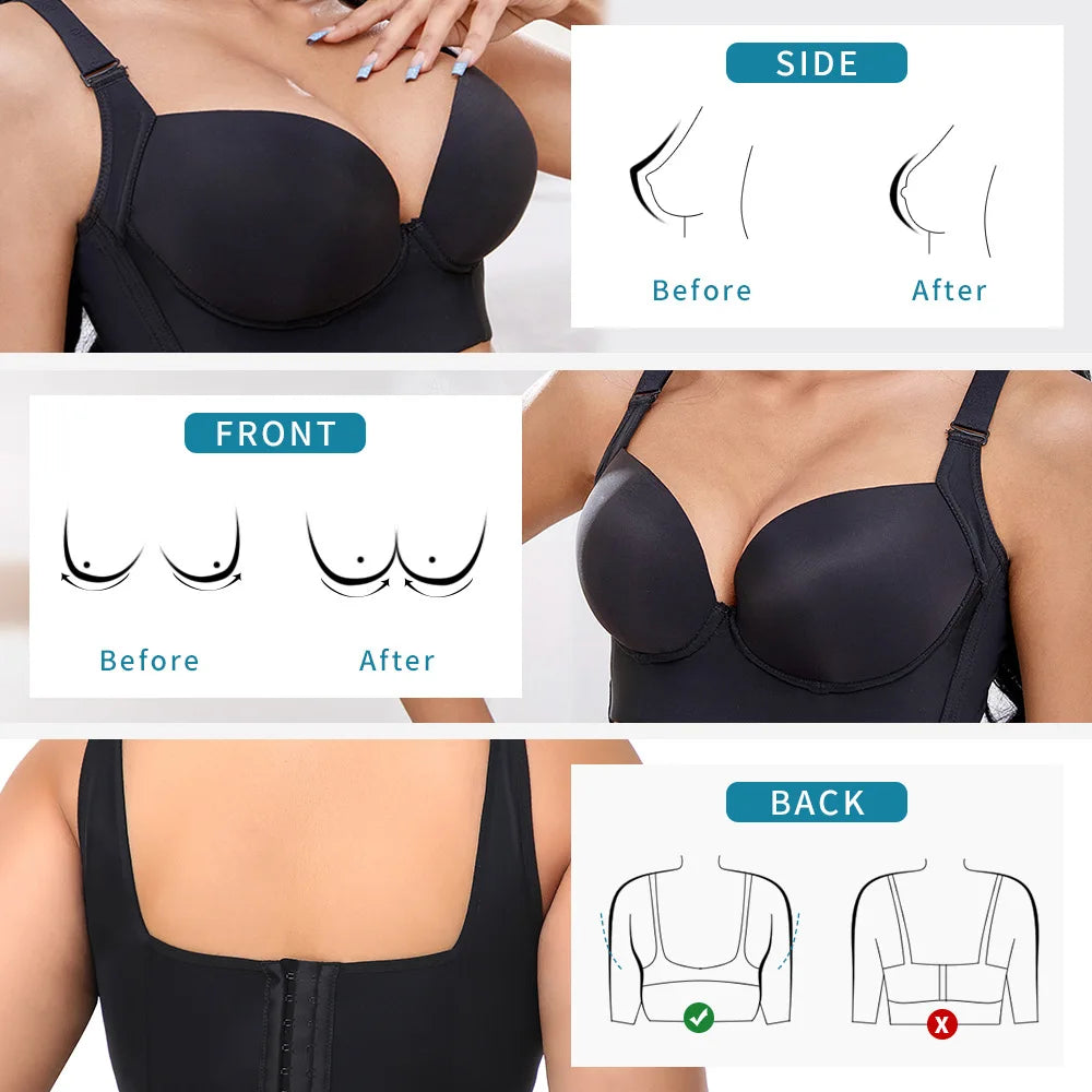 Plus Size Full Coverage Lifting Lace Bra | Wire-Free Sports & Back Shaper