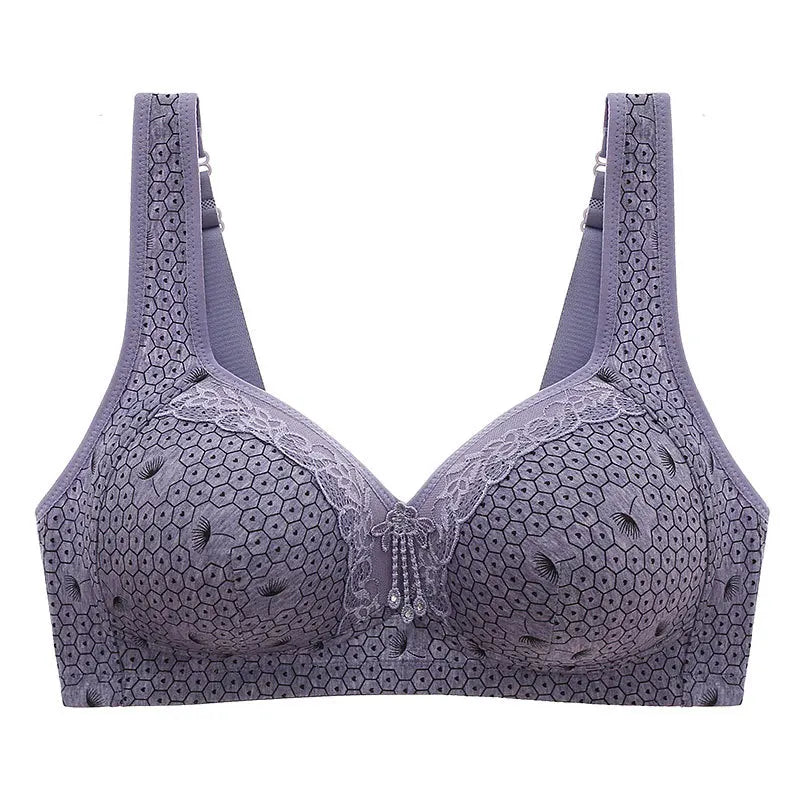 Plus Size Lace Push Up Bra | Comfortable Adjustable Wireless Bra for Moms