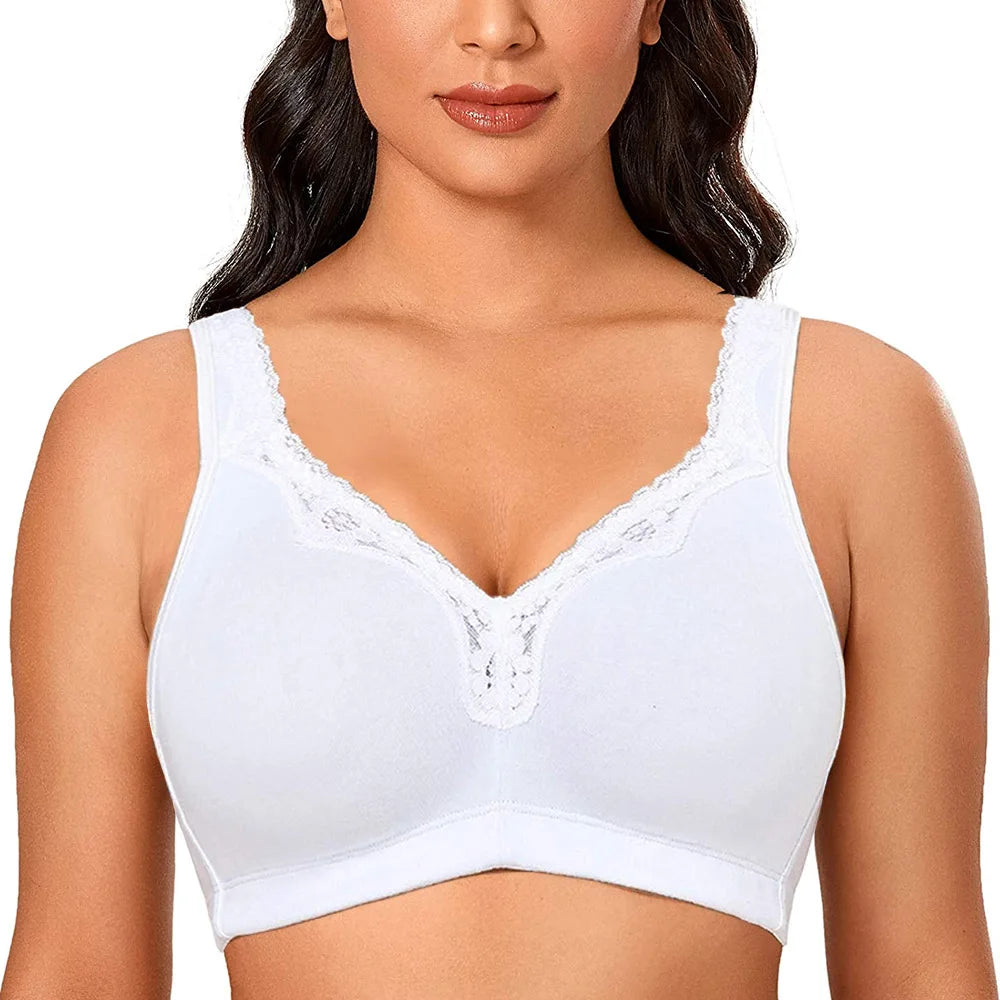 Full Cup Bras For Women Underwear Comfort Cotton Big Cup Seamless Wireless Ultra-thin Minimizer Bras Plus Size B C D E F G H I