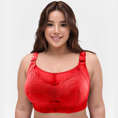 2024 New Women's Bra Big Size Sexy Lace Smocking Lingerie Without Steel Ring Push Up Side Closure Mom Underwear Brasieres Mujer