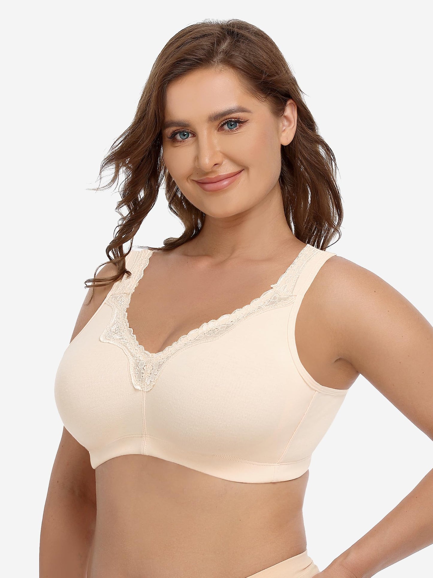 Full Cup Bras For Women Underwear Comfort Cotton Big Cup Seamless Wireless Ultra-thin Minimizer Bras Plus Size B C D E F G H I