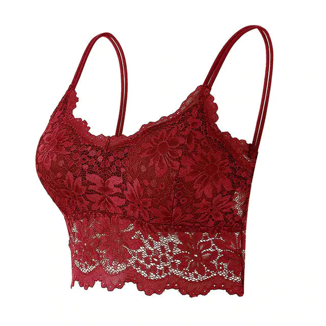 Plus Size  Lace  Bra | Comfortable Bandeau Bra with Removable Pads